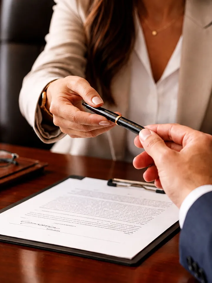 Assinatura de contrato sobre a mesa